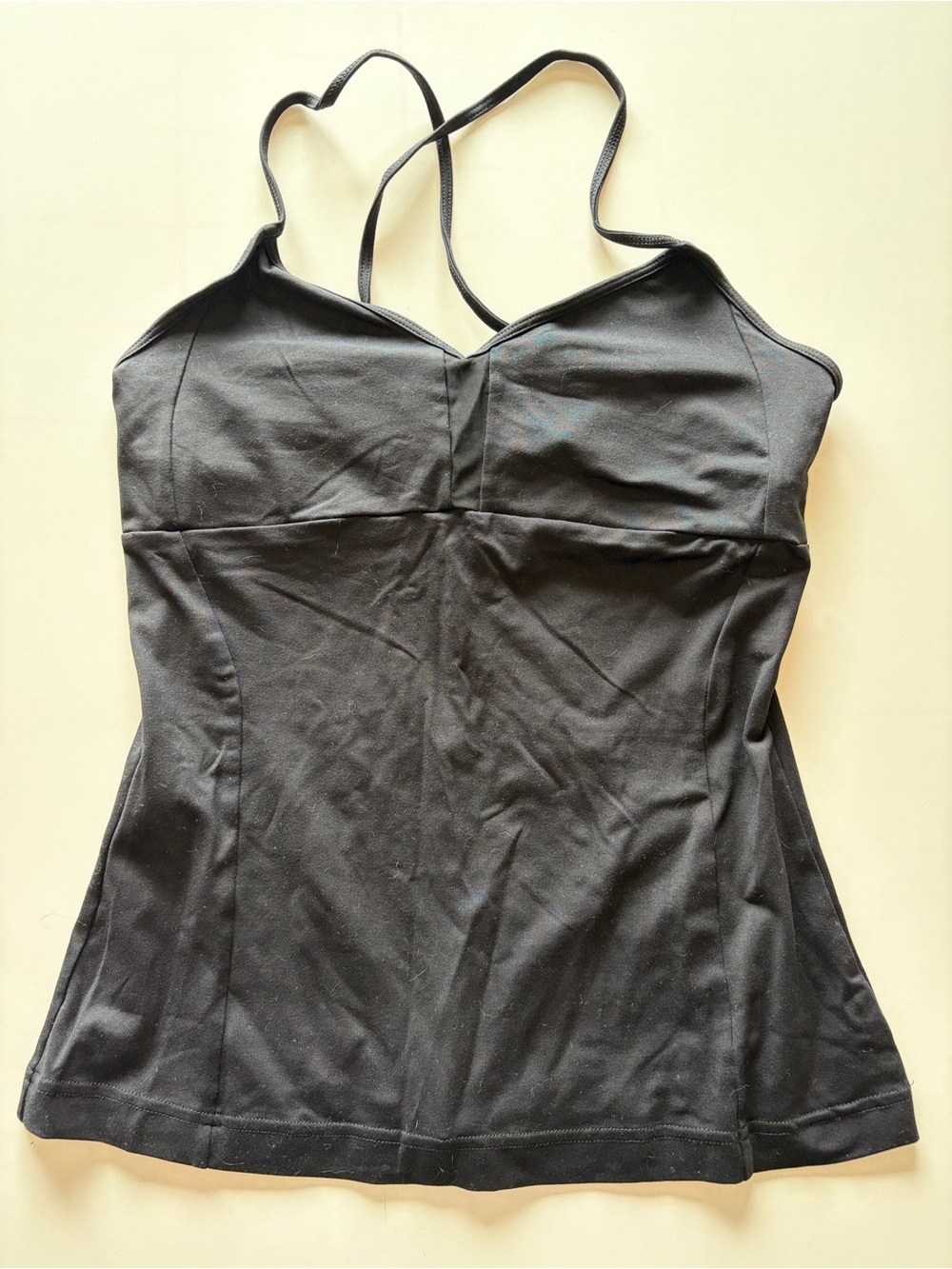 Alo yoga strappy back black workout tank top built in bra womens size small